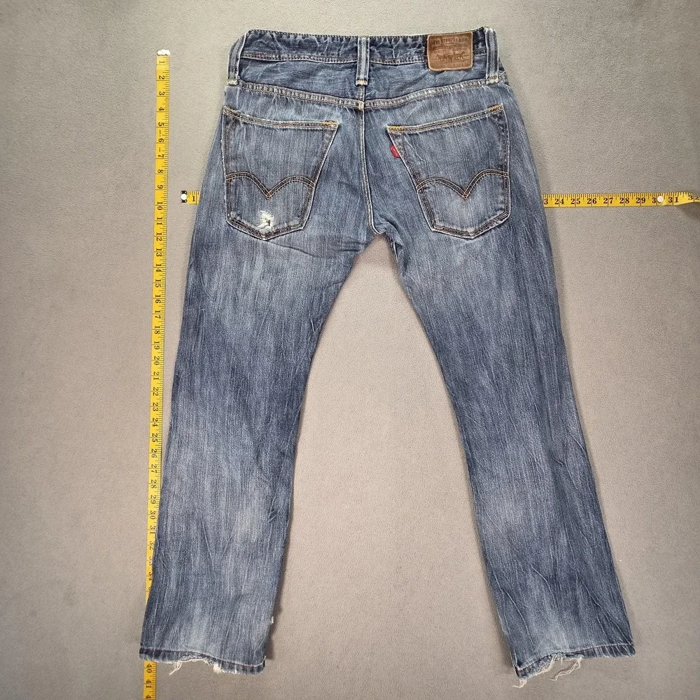 Levis 501 Jeans Mens Selvedge Blue Straight Whiskers Altered Hem‎ Fits 30x29